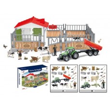 Ферма Q 9899 ZJ 57 (12) хлев, 4 фигурки животных, игровая фигурка хозяйки фемы, трактор на инерционн