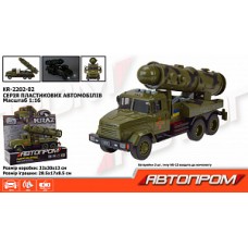 Військова техніка АВТОПРОМ КРАЗ арт. KR-2202-02 (12шт) батар.світло ,звук,откр.двери, короб. 32,5*19
