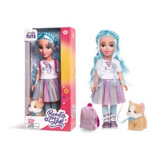 Лялька арт. KH33/004 (8шт) Beauty Star, Artsy, з пітомцем та рюкзаком, лялька 46 см короб. 23,5*50*1
